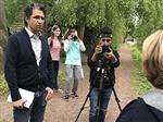 Students record interview in NewHope with Producer 